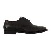 Dolce & Gabbana Svarta Läder Wingtip Formella Skor Black, Dam