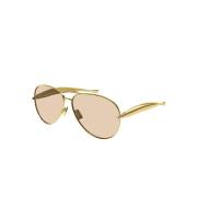 Bottega Veneta Aviator solglasögon i guld med bruna linser Yellow, Uni...