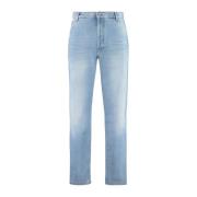 Balmain Blå Cropped Straight Jeans Blue, Herr