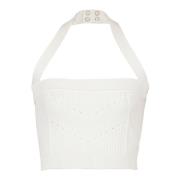 Balmain Stickad halternecktop White, Dam