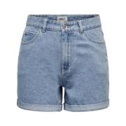 Only High-Waist Denim Shorts Light Blue Blue, Dam