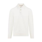 Brunello Cucinelli Cashmere Knit Polo Shirt Beige, Herr