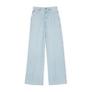 Twinset Denim Hög Midja Breda Benbyxor Blue, Dam