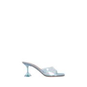 Amina Muaddi Denim Glass Slipper Pyramid Heel Blue, Dam