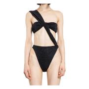 Oseree Svart Lurex Bandeau Baddräkt Set Black, Dam