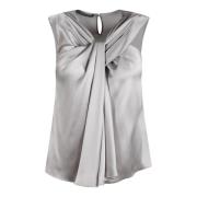 Alberta Ferretti Satin Top med Twisted Detalj Gray, Dam