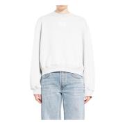 Alexander Wang Terry Crew Sweatshirt med Puff Paint Logo Gray, Dam