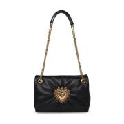 Dolce & Gabbana Svart Nappa Läder Devotion Väska Black, Dam