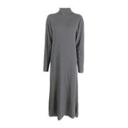 Jil Sander Grå Cashmere Midi Klänning Hög Hals Gray, Dam