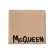 Alexander McQueen Graffiti Print Läder Bi-Fold Plånbok Beige, Herr