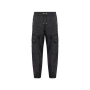 Balmain Svarta Cargo Sweatpants med Dragsko i Midjan och Elastiska Man...