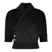 Balmain V-ringad tröja med utsmyckade knappar Black, Dam