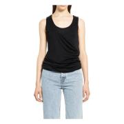 Helmut Lang Svart Lagerscoop Neck Tank Top Black, Dam