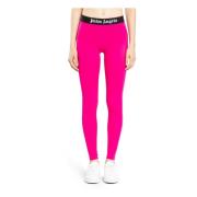 Palm Angels Fuchsia Logo Leggings Elastisk Midja Pink, Dam