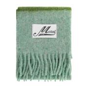 Marni Randig Mohair Fransig Halsduk Green, Dam