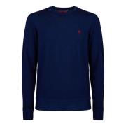 Gallo Blå Ull Crew-Neck Tröja Blue, Herr