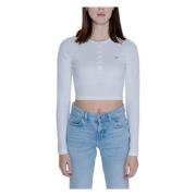 Tommy Jeans Henley Dam T-shirt Bomullsblandning White, Dam