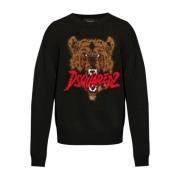 Dsquared2 Intarsia-Knit Logo Crew Neck Sweater Black, Herr