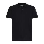 Alexander McQueen Svart Polo med Logo-Tape Black, Herr