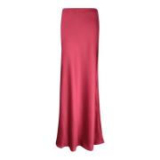 Blanca Vita Elegant Bordeaux Satin Midi Kjol Red, Dam