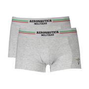 Aeronautica Militare Grå Bomullsboxershorts Bi-Pack Gray, Herr