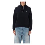 Ralph Lauren Svart Stickat Polo Classic Pony Hoodie Black, Dam