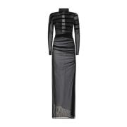 Jean Paul Gaultier Svart Turtleneck Klänning med Flock Black, Dam