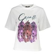 Cavalli Class Slim Fit T-Shirt med Logo Print White, Dam