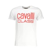 Cavalli Class Tryck Logo Rund Hals T-shirt White, Herr