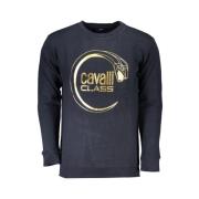 Cavalli Class Blå Bomullsweatshirt med Logotyptryck Blue, Herr