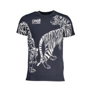 Cavalli Class Tryck Logo Rund Hals T-Shirt Blue, Herr