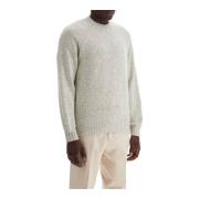 Brunello Cucinelli Cashmere Mouliné Crew Neck Pullover Gray, Herr