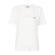 Autry Vit Bomullst-shirt med Logopatch White, Dam