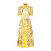 Dolce & Gabbana Majolica Print Gul Klänning Yellow, Dam