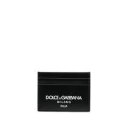 Dolce & Gabbana Svart Logo-Print Läderkorthållare Black, Herr