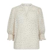 Co'Couture Evelyncc Mini Dot Blouse Off White White, Dam