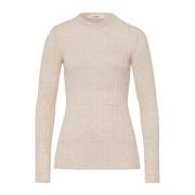 IVY OAK Mjuk Merino Rib Pullover Top Beige, Dam