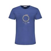 Trussardi Tryck Logo Rund Hals T-Shirt Blue, Herr