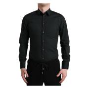 Dolce & Gabbana Elegant Svart Silkesblandat Skjorta Black, Herr