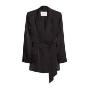 IVY OAK Blank Peak Lapel Bältesblazer Black, Dam