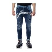 John Richmond Dubbel Tvättade Amon Jeans Retro Logo Blue, Herr