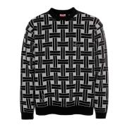 Kenzo Relief Jacquard Weave Jumper Black, Herr