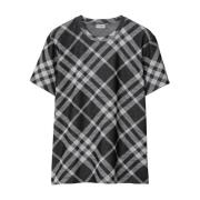 Burberry Check Jacquard Stickad Svart T-shirts Black, Herr