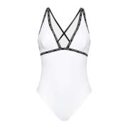 Calvin Klein Plunge One Piece Baddräkt Kvinnor White, Dam