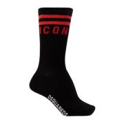 Dsquared2 Ikoniska Mid Crew Socks för Män Black, Herr