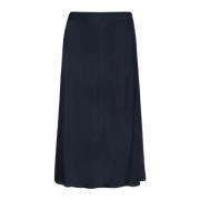 Tommy Hilfiger Solid Midi Kjol i Crepe Stil Blue, Dam