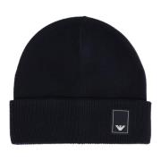 Emporio Armani Enfärgad Logo Beanie Mössa Blue, Herr