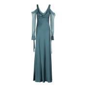 Alberta Ferretti Satin Elegant Klänning Blue, Dam