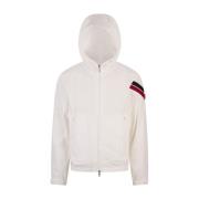 Moncler Vit Windbreaker Jacka med Tricolor Ränder White, Herr