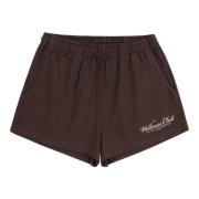 Sporty & Rich Brun Bomull Disco Shorts med Logo Brown, Dam